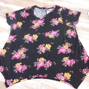 Womens Floral ALL At Once short Sleeved Black knit Shirt 2x